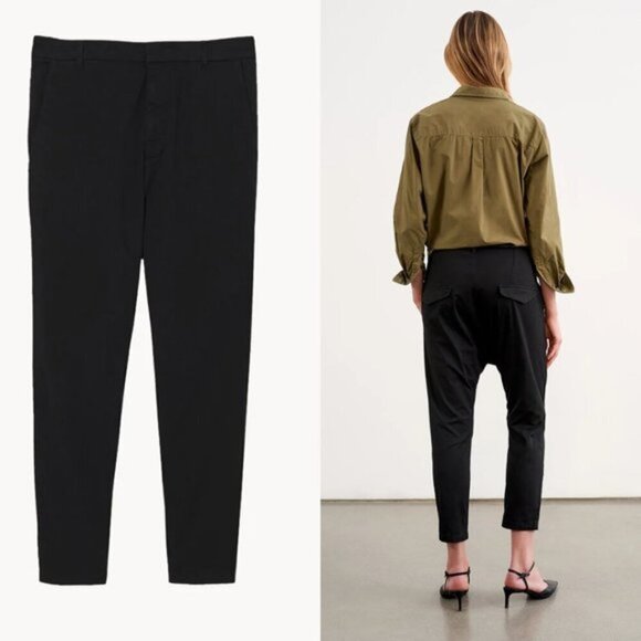 Nili Lotan Paris Cropped Pants Relaxed Fit Dropped Crotch in Black Sz 2 - Picture 2 of 10